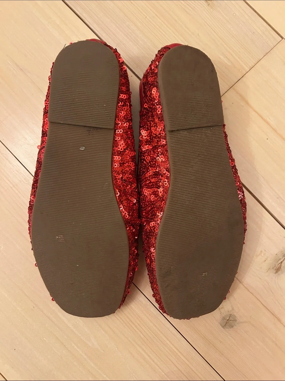 GAP Red Sequin Kids Ballet Flats with Bow and Elastic